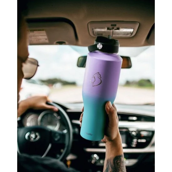 Buzio Trophy Series Water Bottle for Car 1.2L - Pink Green